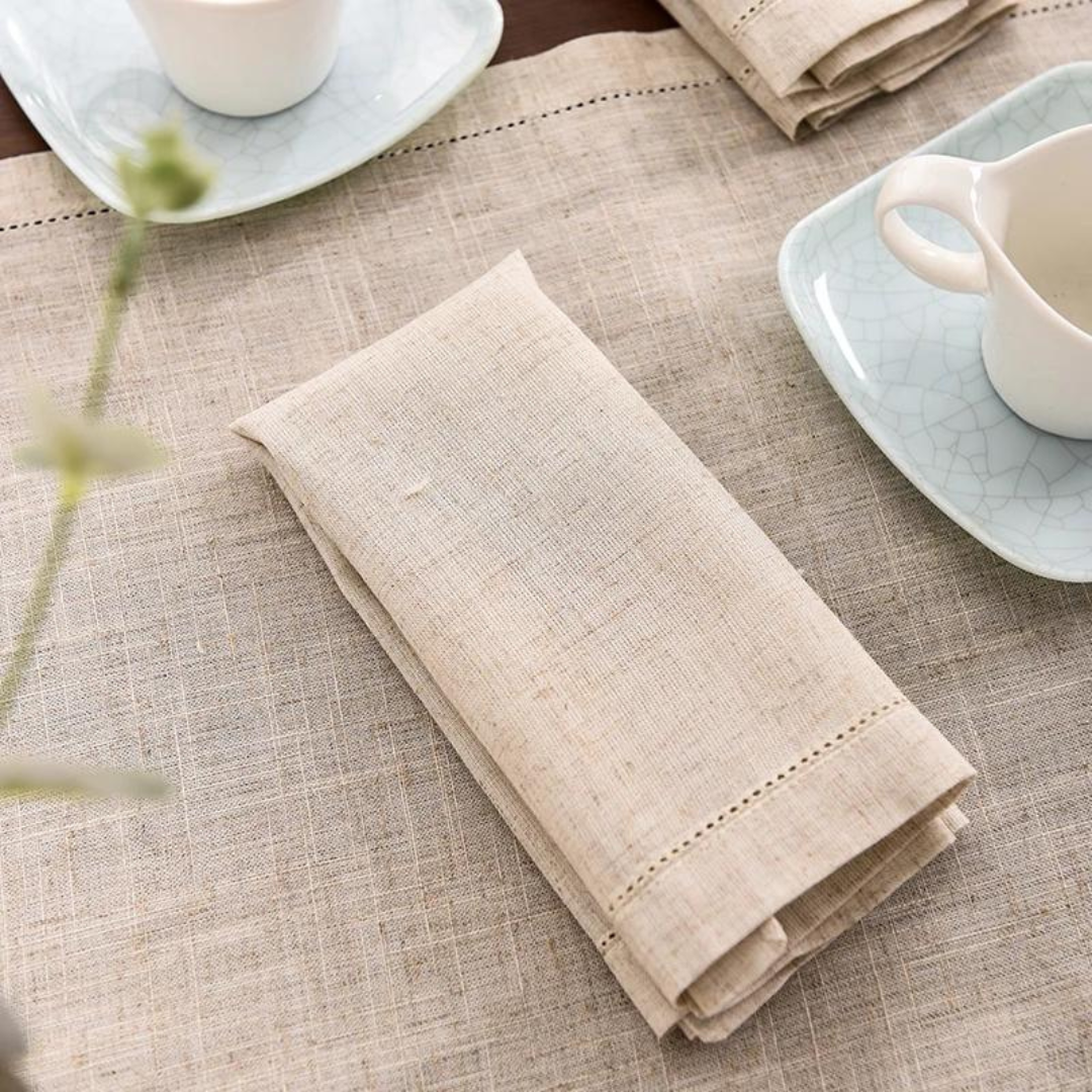 Guardanapo de Mesa em Linho Elegante Artesanal - Conjunto com 12 - Casa Elège