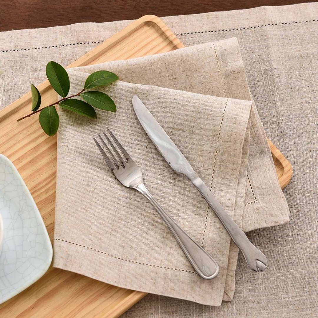 Guardanapo de Mesa em Linho Elegante Artesanal - Conjunto com 12 - Casa Elège
