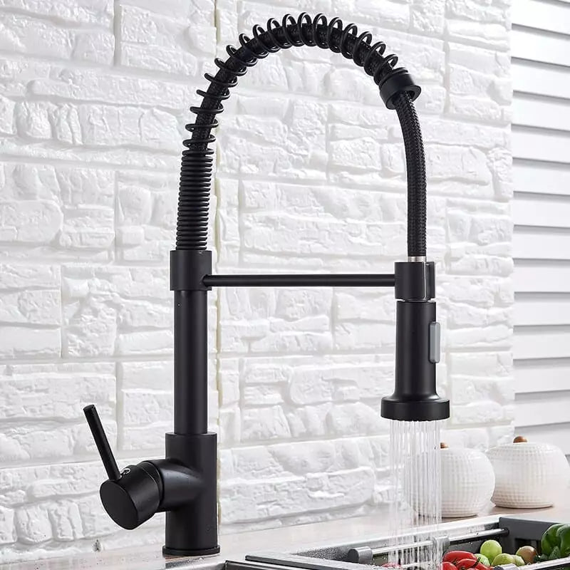 Torneira Monocomando Gourmet Flexível com Spray Retrátil - Preto Casa Elège