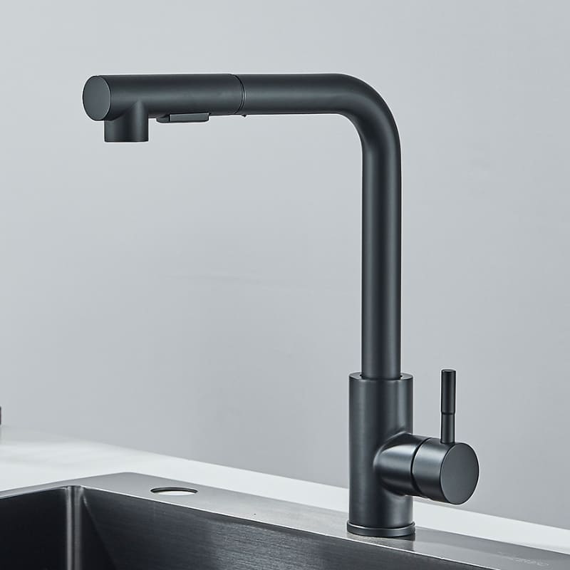 Torneira Gourmet Retrátil 360° Monocomando Cozinha - Preto Fosco Casa Elège