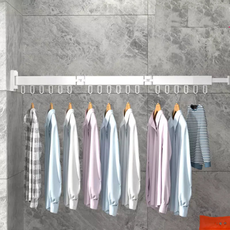 Varal Retrátil de Parede em Alumínio 3 Tamanhos com Ganchos - Branco 90cm Casa Elège