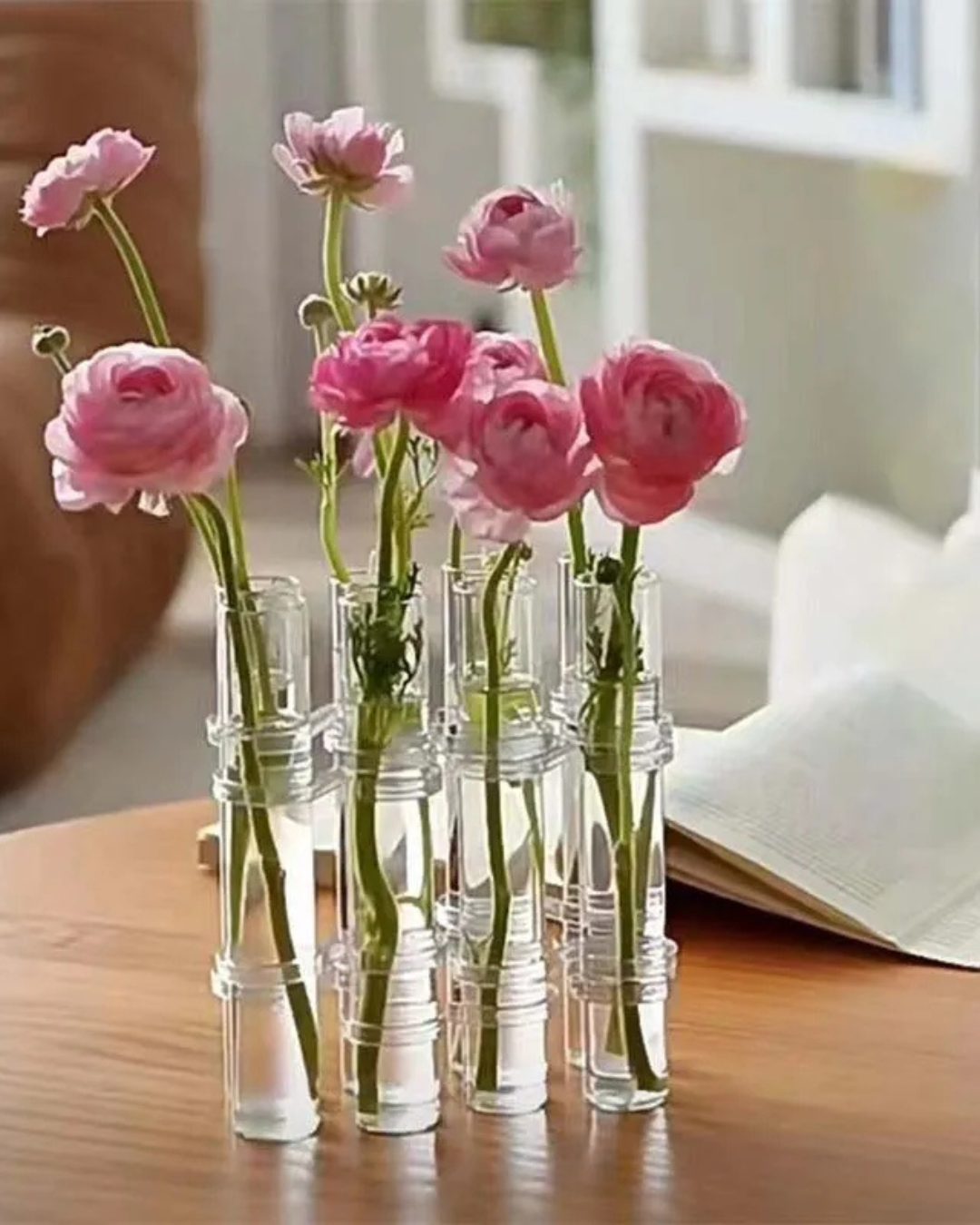 Vaso Suspenso de Vidro Tubular Elegante - Kit 4 ou 6 Unidades - 4 pequenos Casa Elège