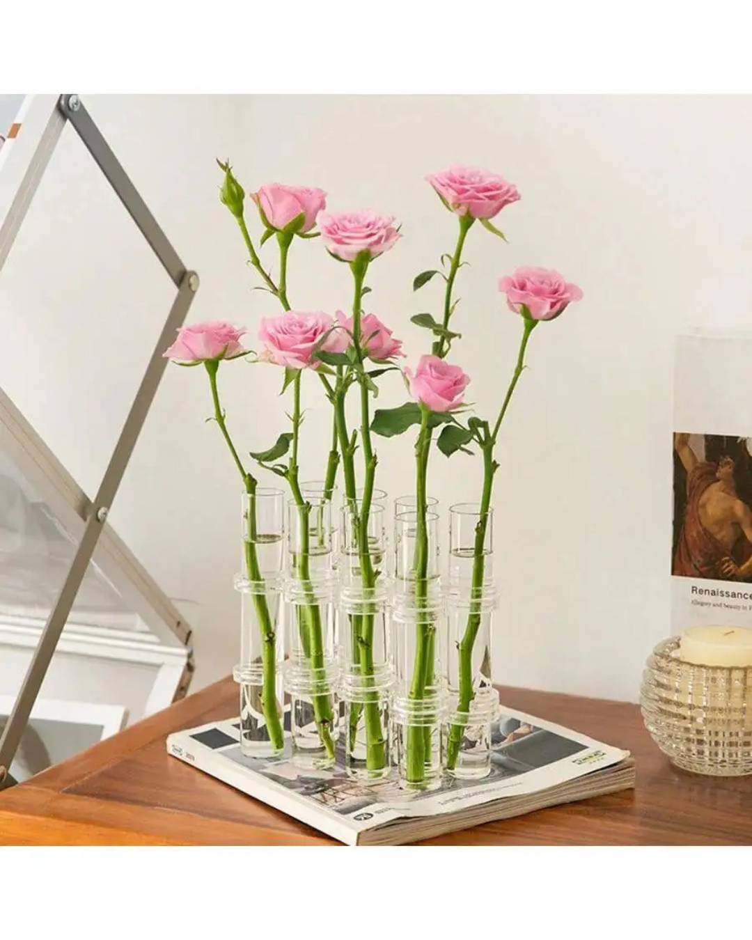 Vaso Suspenso de Vidro Tubular Elegante - Kit 4 ou 6 Unidades - Casa Elège