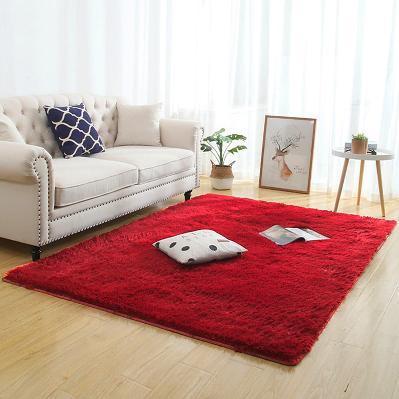 Tapete Felpudo Liso Vermelho Antiderrapante Macio Luxo - 160cm x 230cm Casa Elège