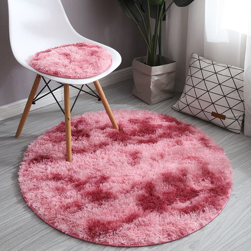 Tapete Felpudo Redondo Vermelho Mescla 120cm Antiderrapante - 200cm x 200cm Casa Elège