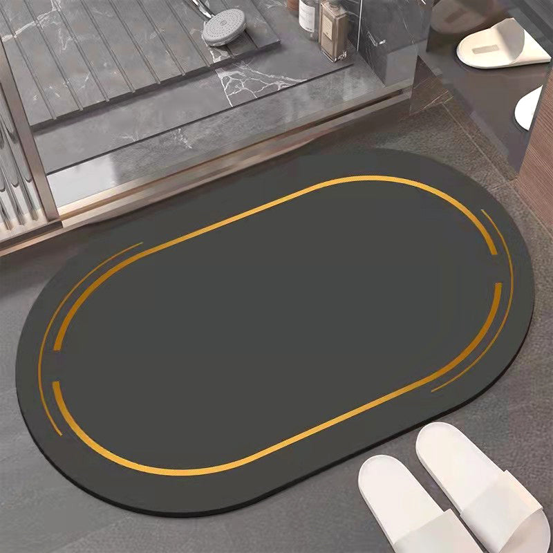 Tapete de Banheiro Antiderrapante Absorvente Premium - Chumbo - Oval Casa Elège
