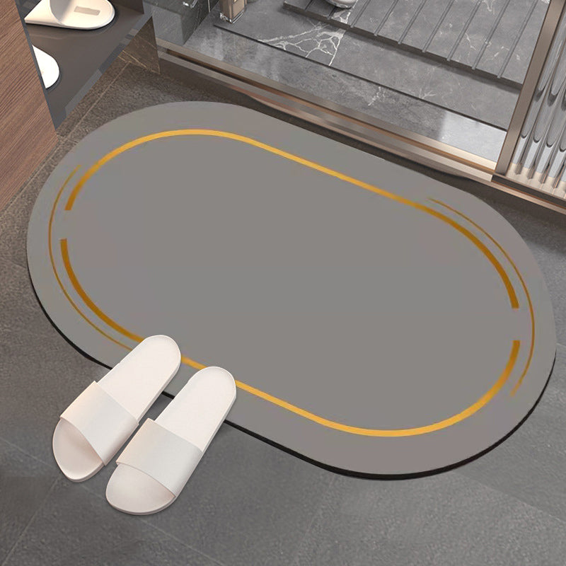 Tapete de Banheiro Antiderrapante Absorvente Premium - Cinza - Oval Casa Elège